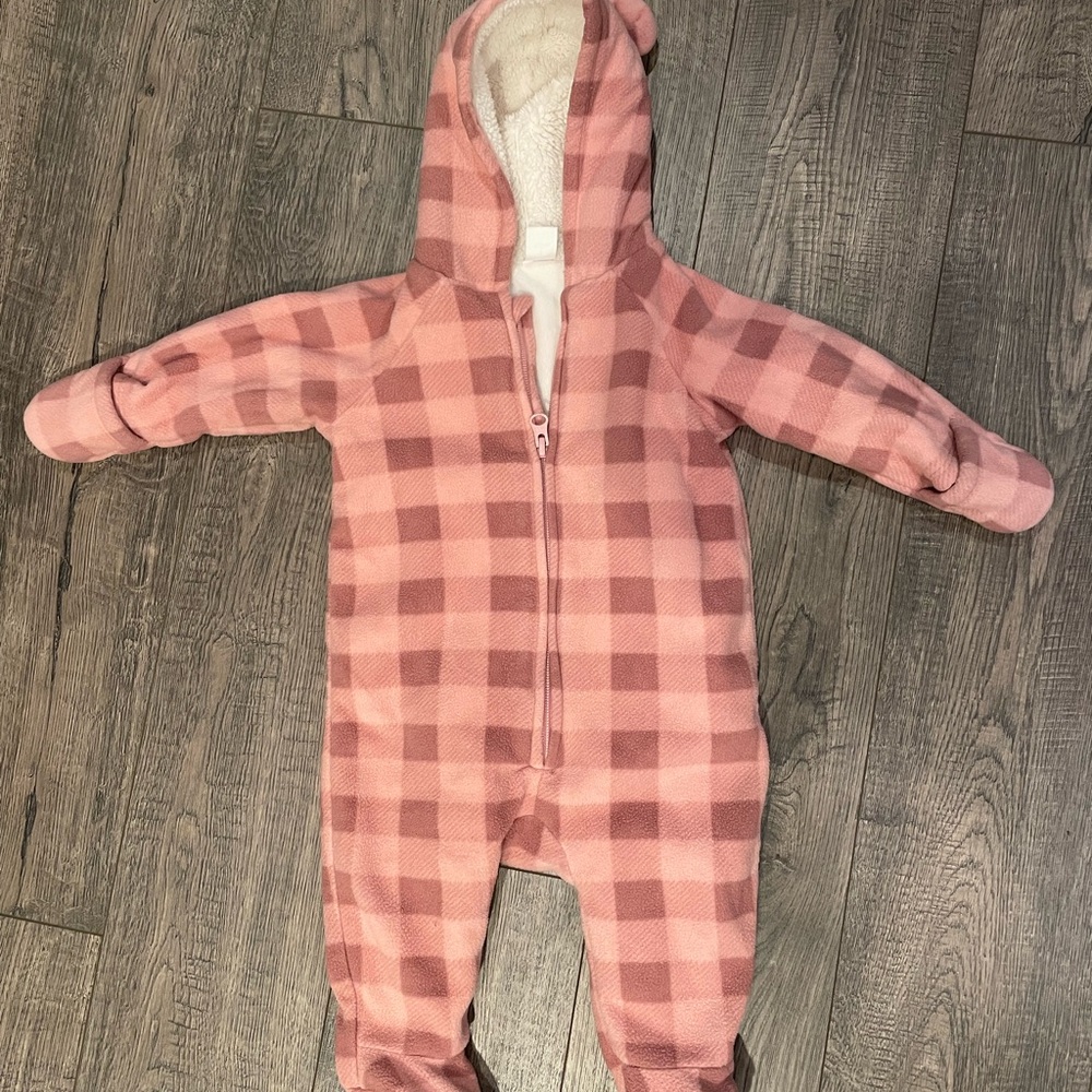 Cozy Pink Plaid Baby snowsuit
